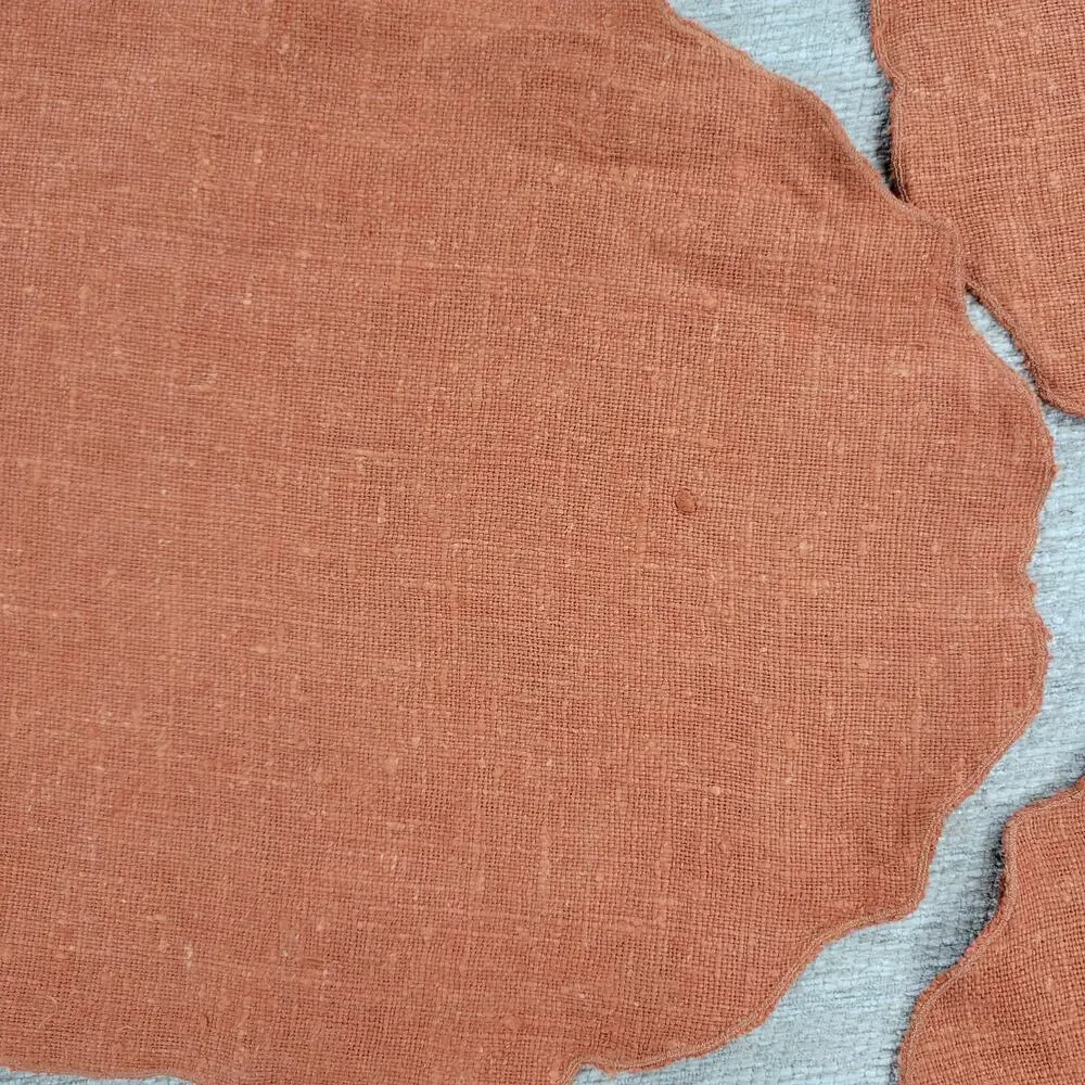 VTG Williams Sonoma Linen Placemats Pumpkin Orange Scalloped Edge Oval Set of 4